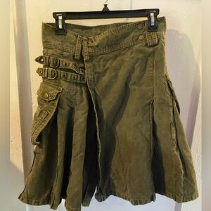 Scottish Highland utility kilt army green size 32 100% cotton